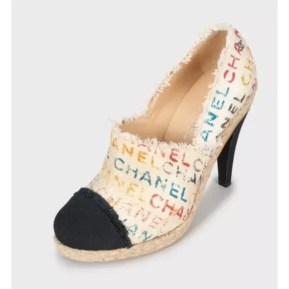 Chanel Multicolor Textile Logo Print Ankle Boots - Size 40 - Picture 3 of 5